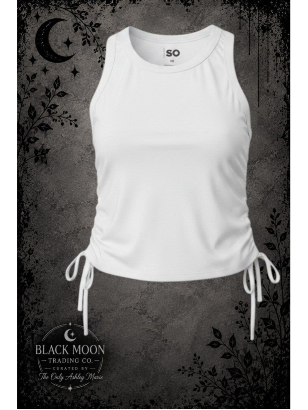 20. SO White Ruched Side Tie Tank Top Size S